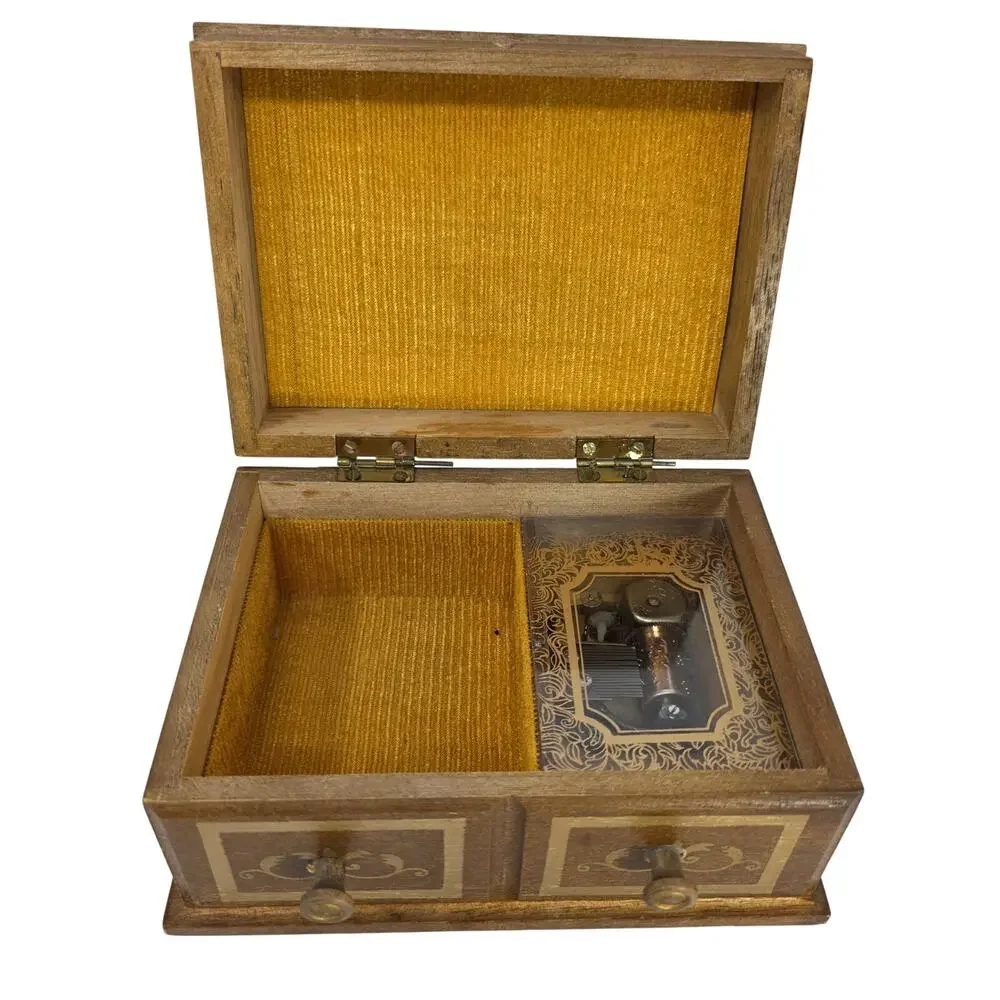 Vintage Himark Japan Music Box Jewelry Box Hummel Style Children Faux Drawers
